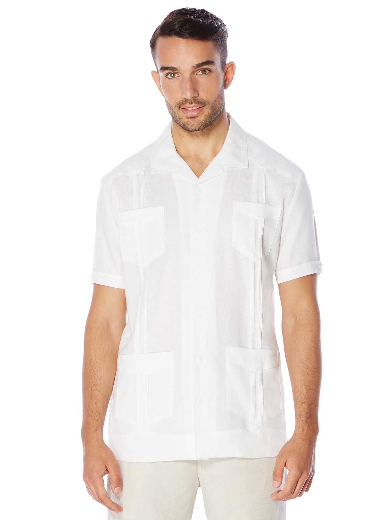 Cubavera Slim Fit 100% Linen Short Sleeve Guayabera