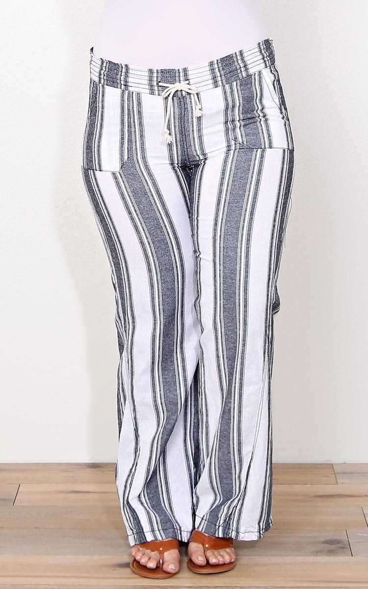 Plus Size Shore Life Linen Pants - Ivory Combo in Size 1X by Styles For Less