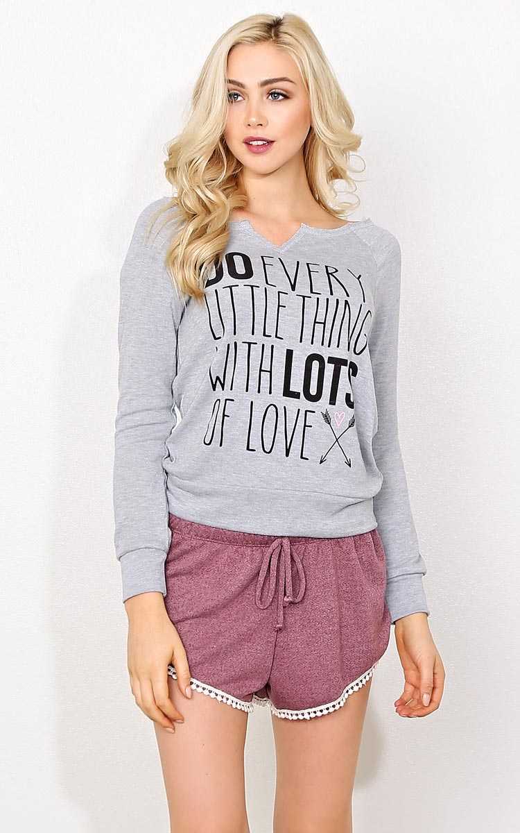 DO EVERY LITTLE THING WITH LOTS OF LOVE Top - - Heather in Size by Styles For Less