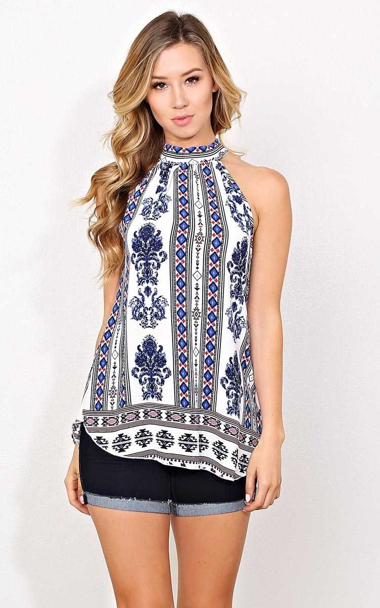 Floral Breeze Woven Crepe Top - MED - White Combo in Size Medium by Styles For Less