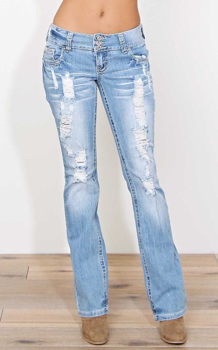 Dallas Boot Cut Embellished Jeans - Lt Destroyed in Size by Styles For Less