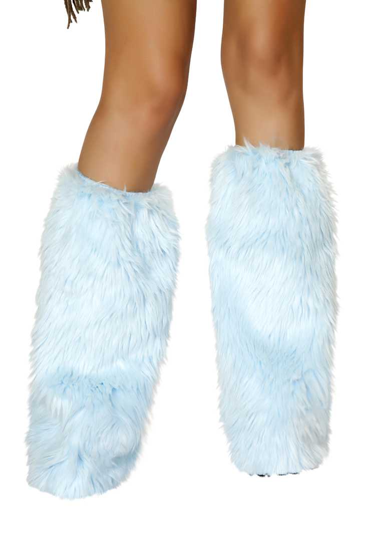 Baby Blue Faux Fur Leg Warmers Costume Accessory