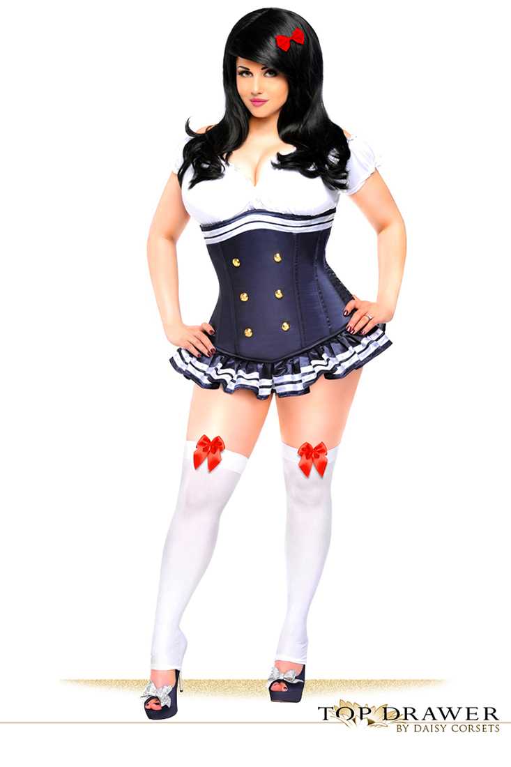 3 PC Pin-Up Navy Officer Costume Plus
