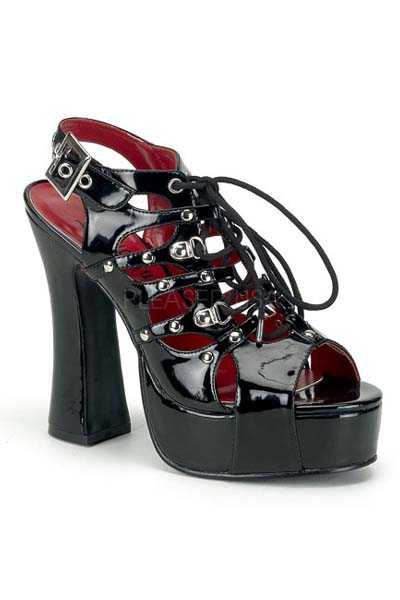 Black Patent Faux Leather Chunky High Heels