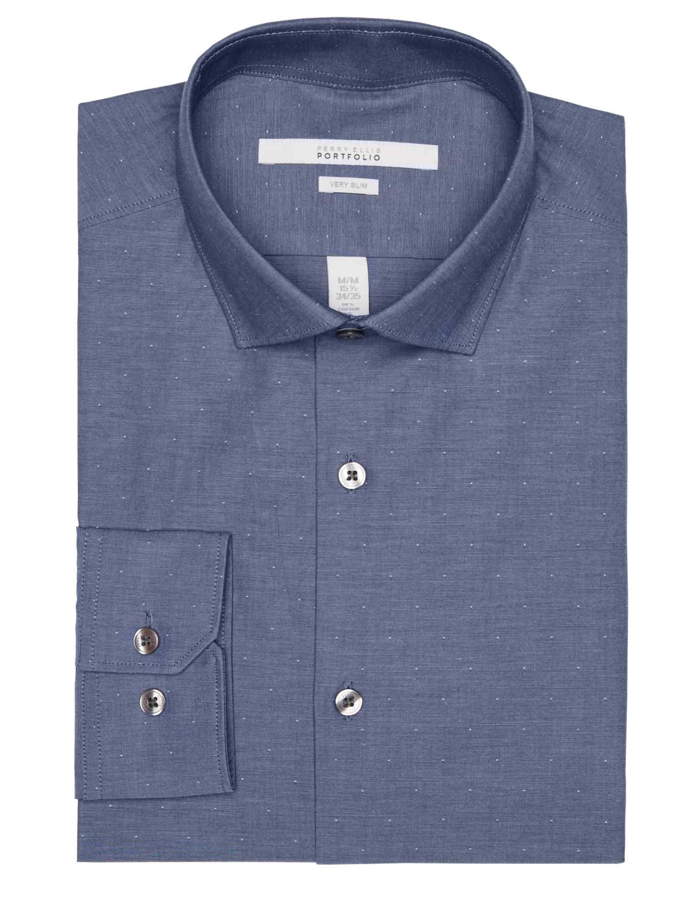 Perry Ellis Very Slim Solid Dobby Dot Dress Shirt