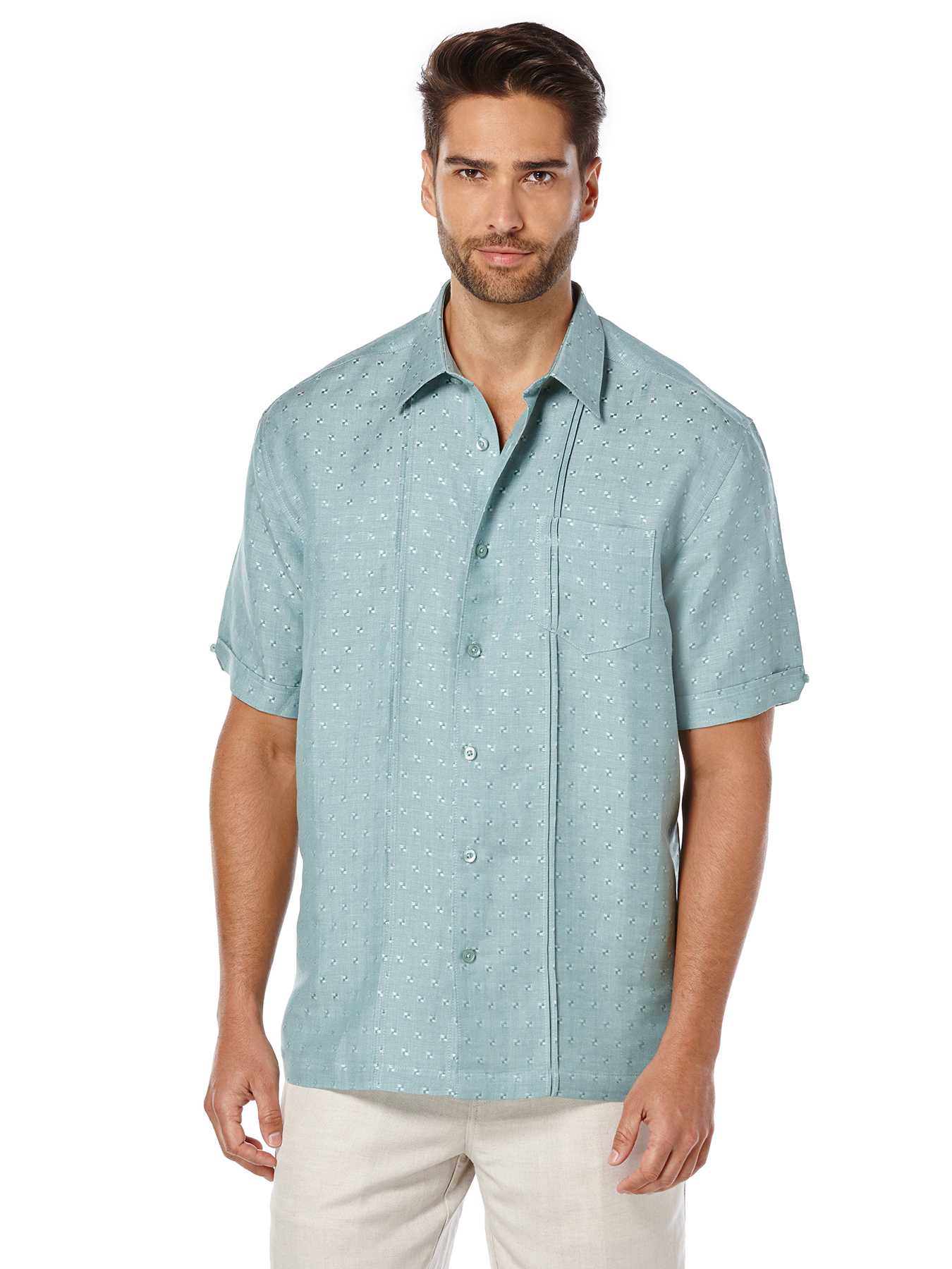 Cubavera Short Sleeve 1 Pocket Dobby Texture with Tucks Shirt
