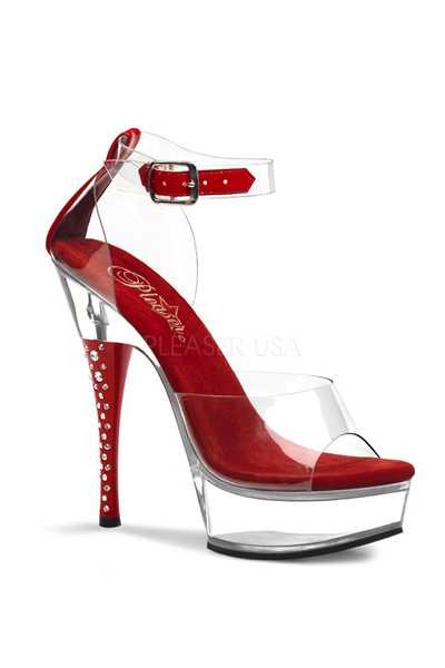 Clear Red Rhinestone Platform High Heels