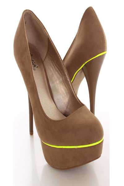 Taupe Velvet Platform Pump Heels