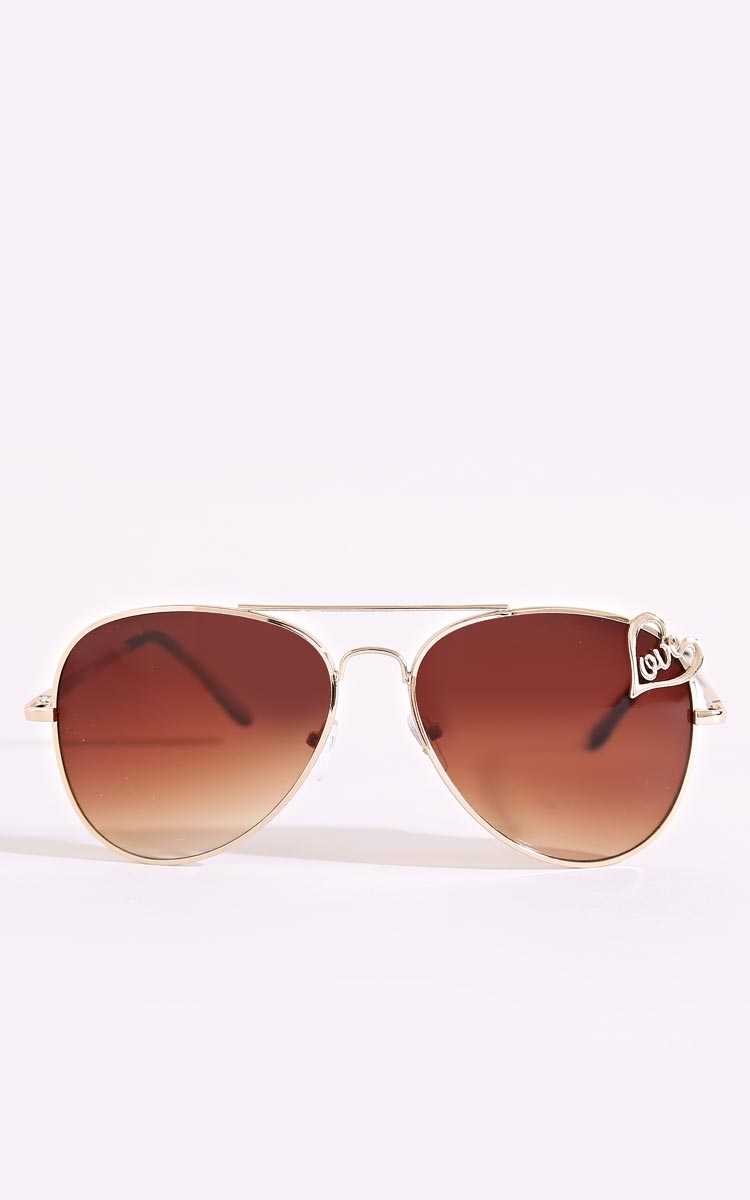 LOVE & Light Aviator Sunglasses - N/S - Gold by Styles For Less