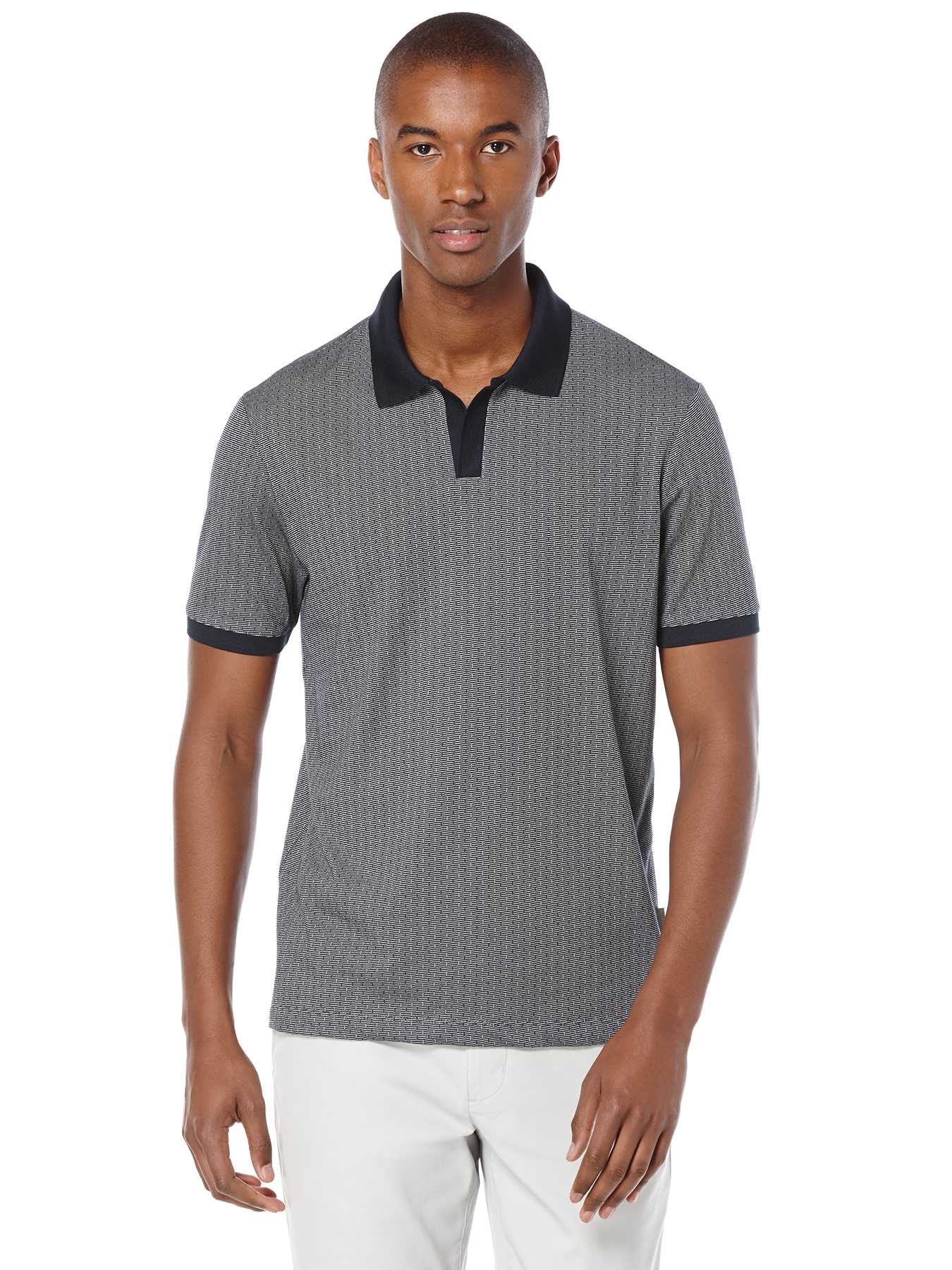 Perry Ellis Short Sleeve Jacquard Open Polo