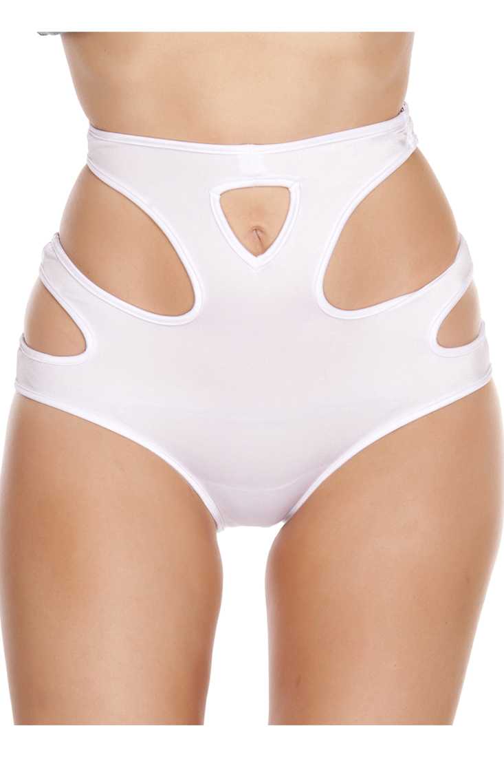 White Cut Out High-Waisted Shorts