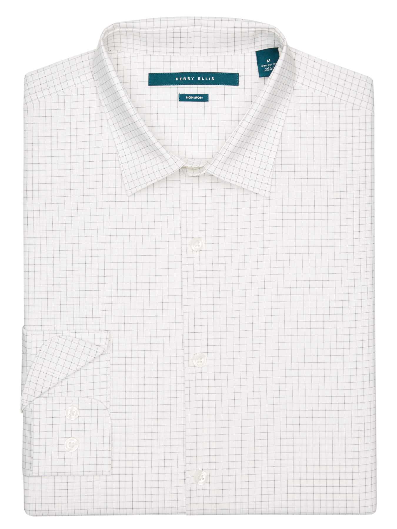 Perry Ellis Non-Iron Mini Grid Pattern Shirt