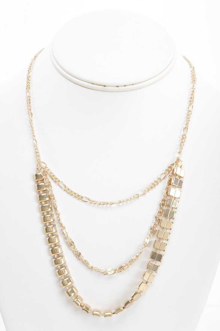 Gold High Polish Chain Draped Necklace
