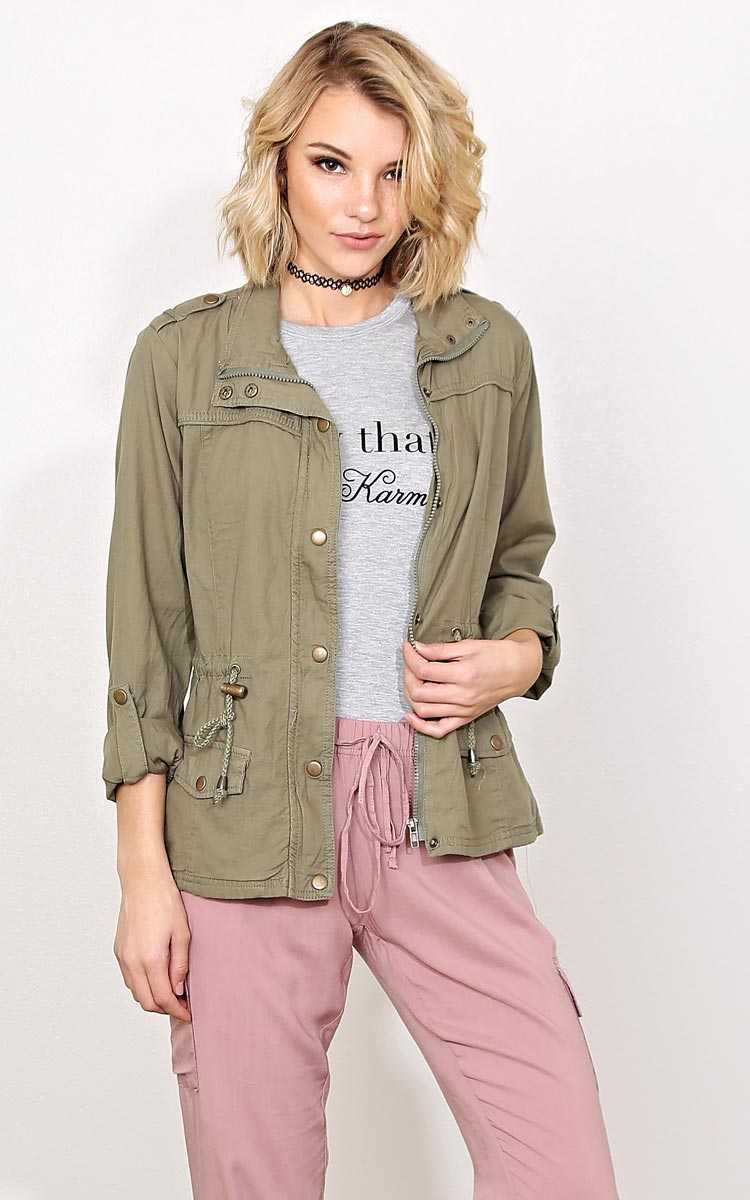 Uptown Drizzle Woven Anorak - - Olive/Drab in Size by Styles For Less