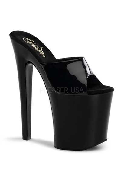 Black Patent Slip On Platform High Heels