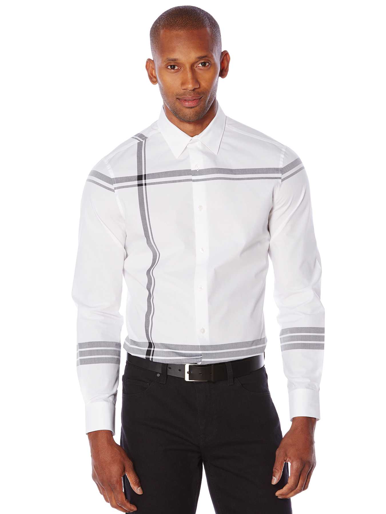 Perry Ellis Slim Fit Exploded Plaid Shirt