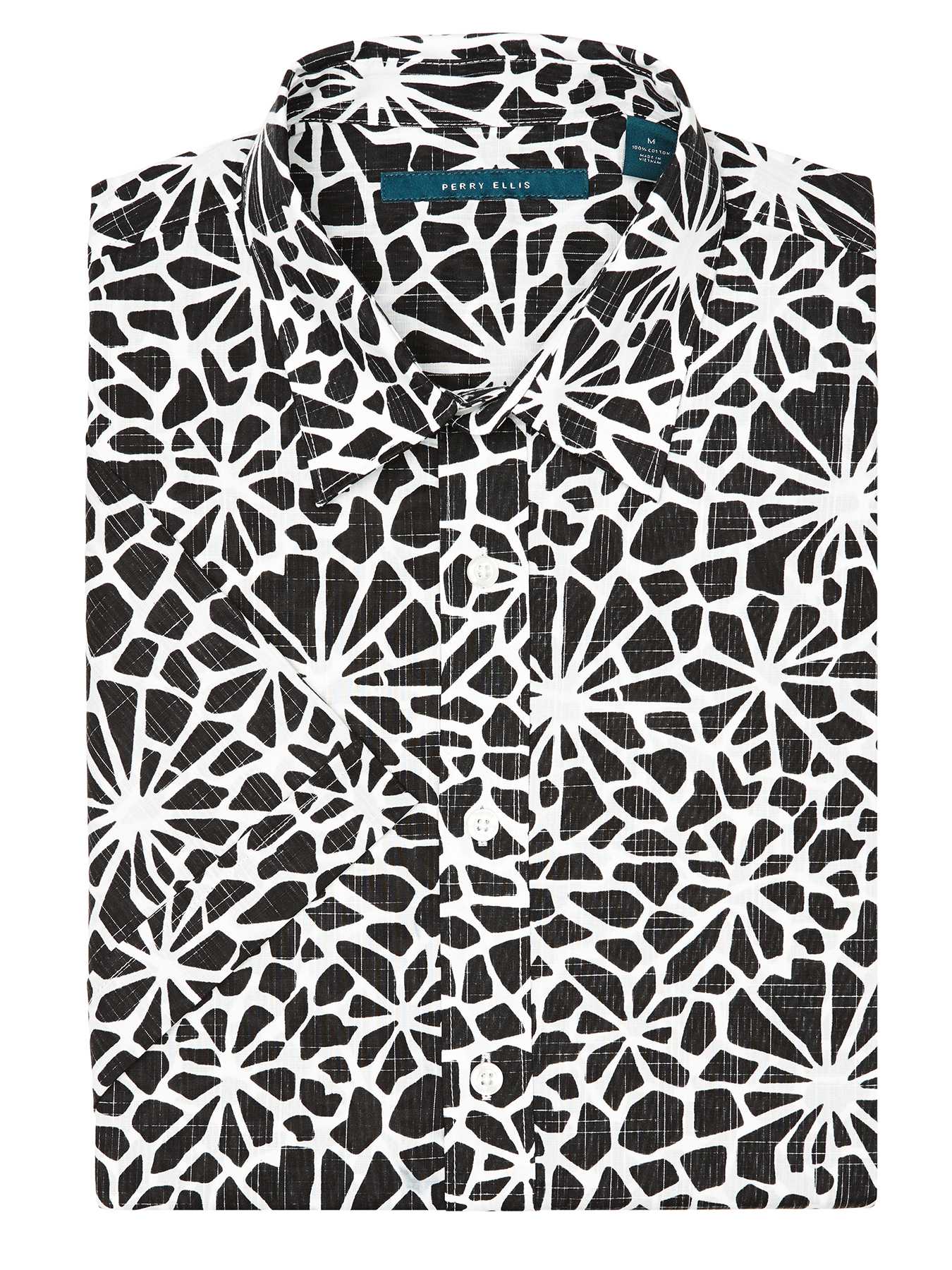 Perry Ellis Short Sleeve Reverse Floral Shirt