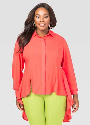 Button Front Fishtail Shirt