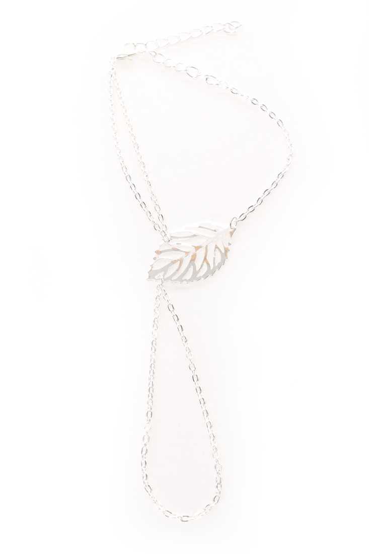 Silver High Polish Cut Out Leaf Ring Bracelet