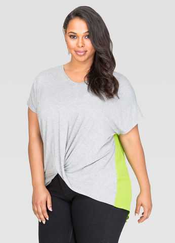 Contrast Back Twist Front Tee