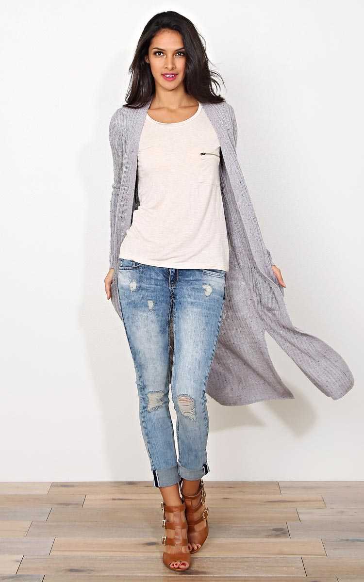 Sorbet Sweater Knit Wrap - MED - Med Grey in Size Medium by Styles For Less