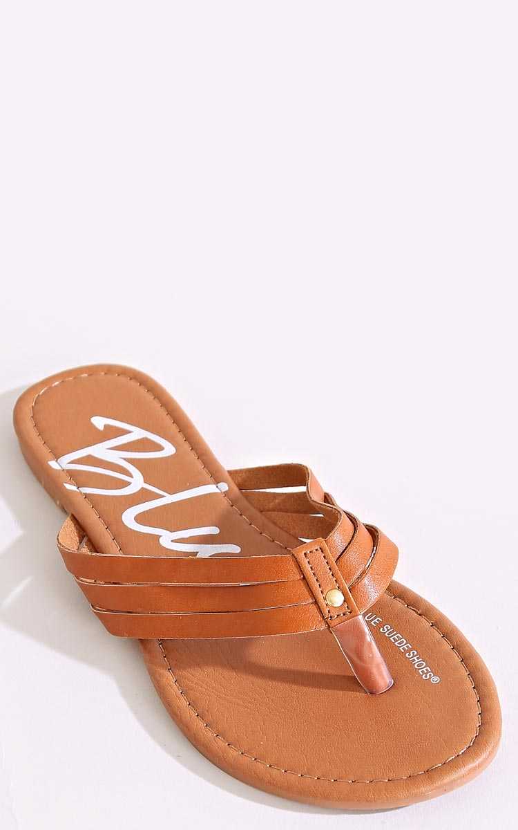 Venice Beach Flip Flops - Cognac in Size 10 by Styles For Less