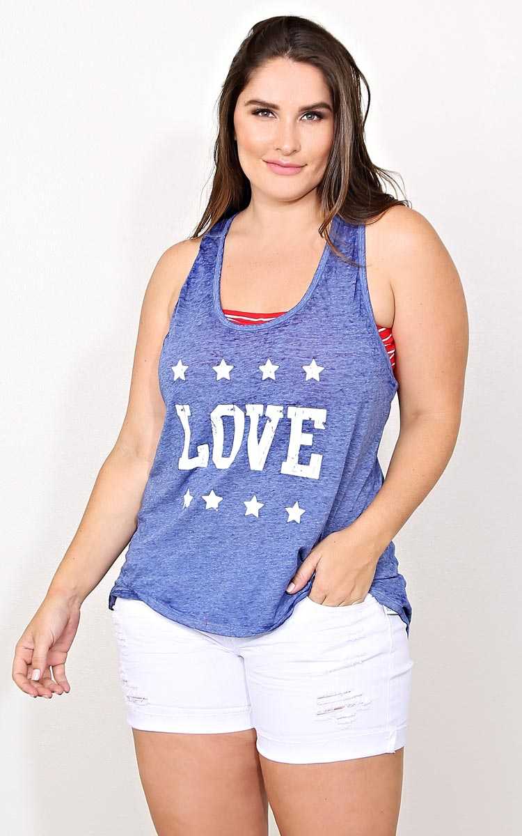 Plus Size LOVE Tank And Bandeau Set - Navy in Size by Styles For Less