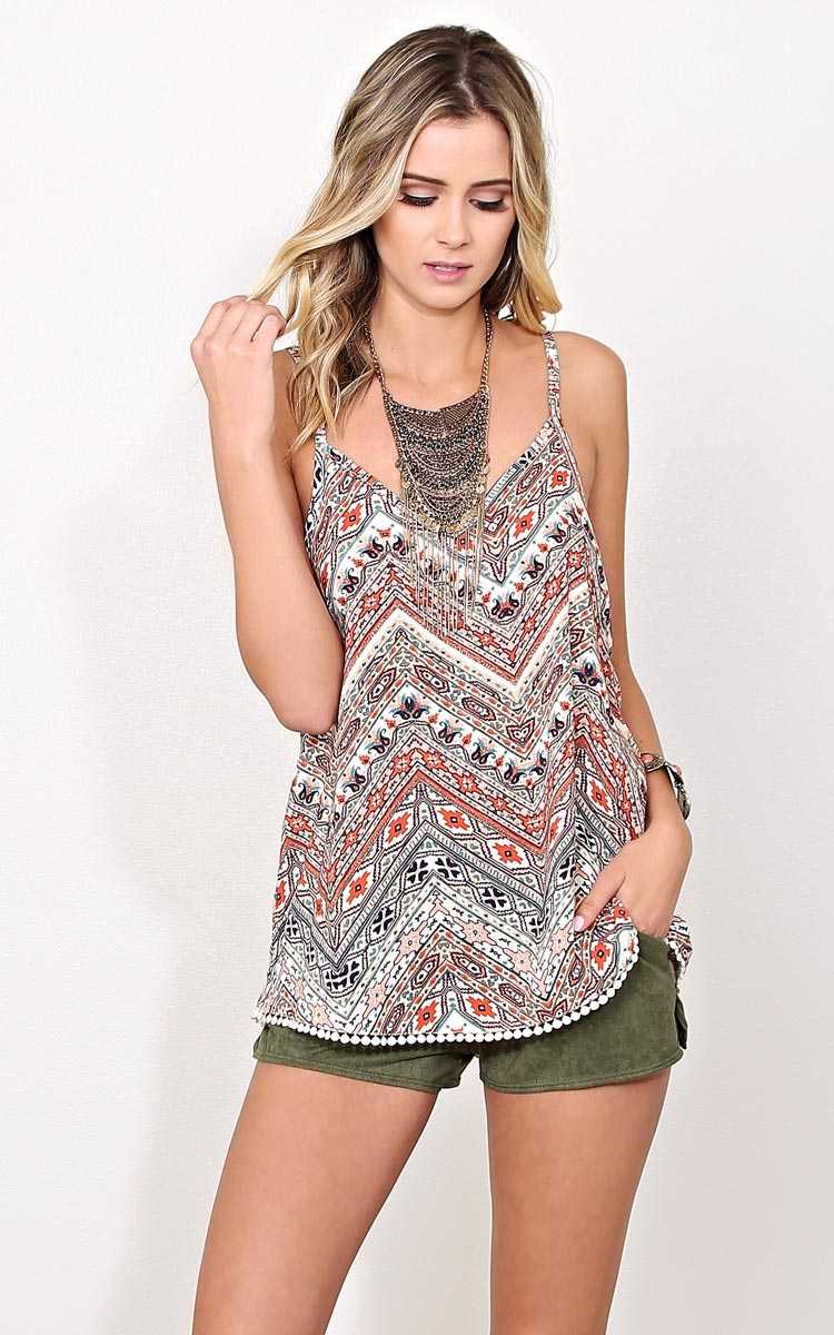 Breathless Woven Tank - LGE - Rust Combo in Size Large by Styles For Less