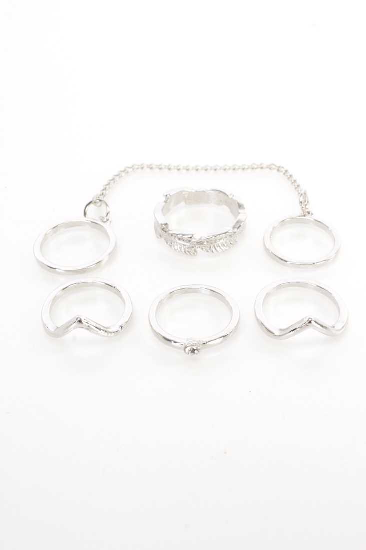 Silver High Polish Metal Midi Ring Set