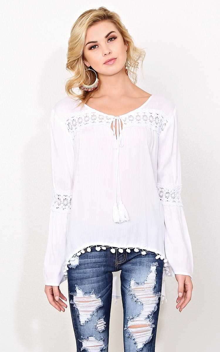 Bohemian Island Woven Top - White in Size by Styles For Less