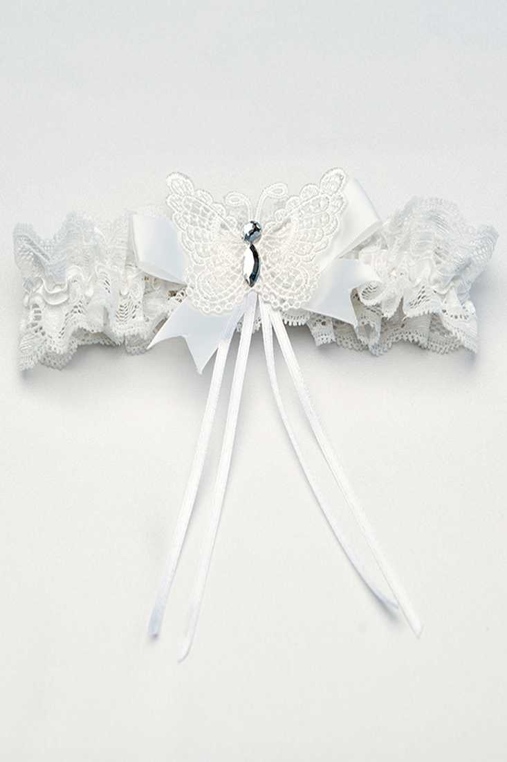White Venice Lace Butterfly Leg Garter