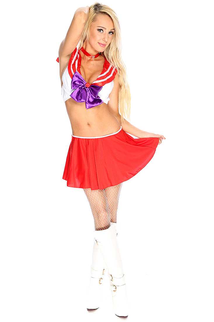Sexy Red 2.Piece Sailor Girl Costume