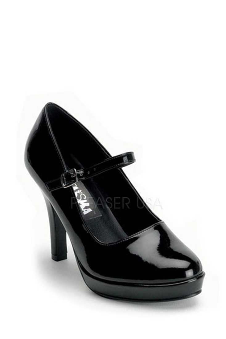 Black Closed Toe Maryjane High Heels Patent