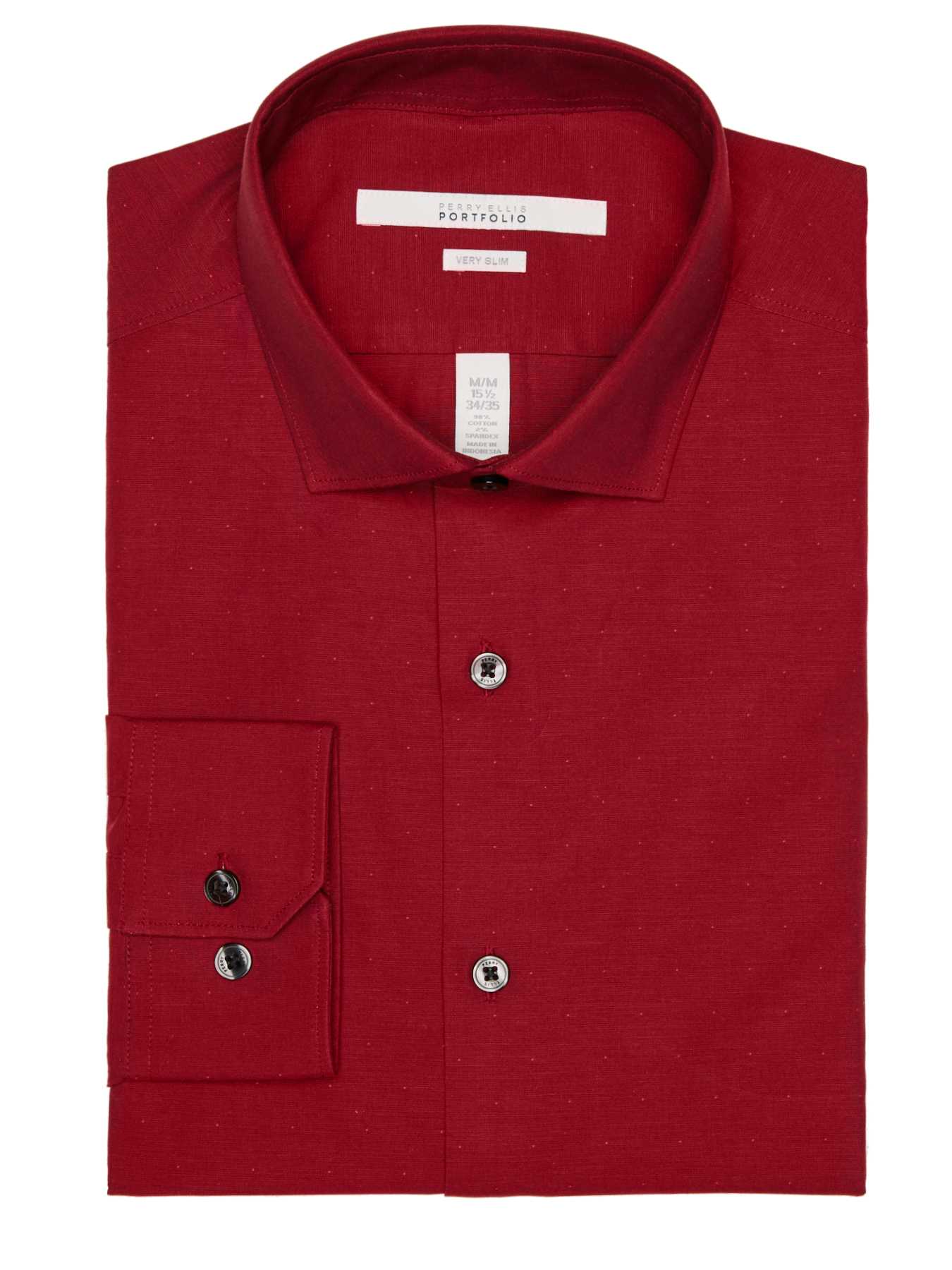 Perry Ellis Very Slim Solid Dobby Dot Dress Shirt