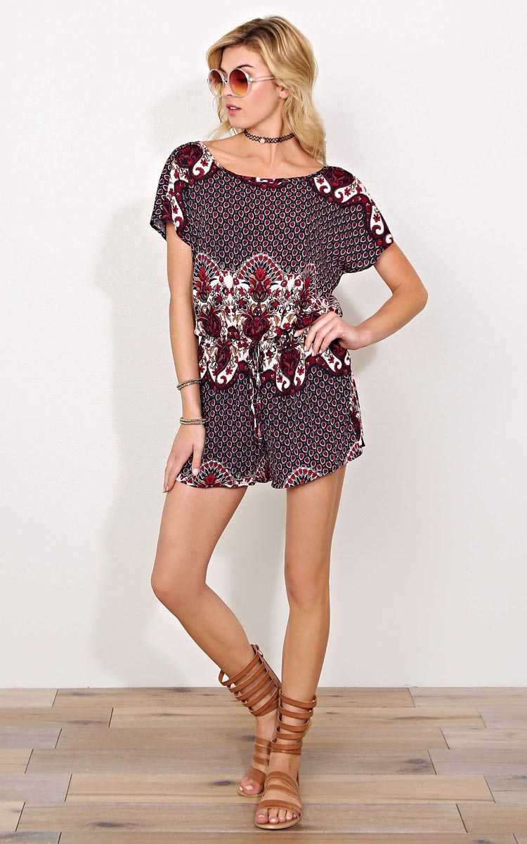 Paisley Crush Woven Romper - SML - Navy Combo in Size Small by Styles For Less