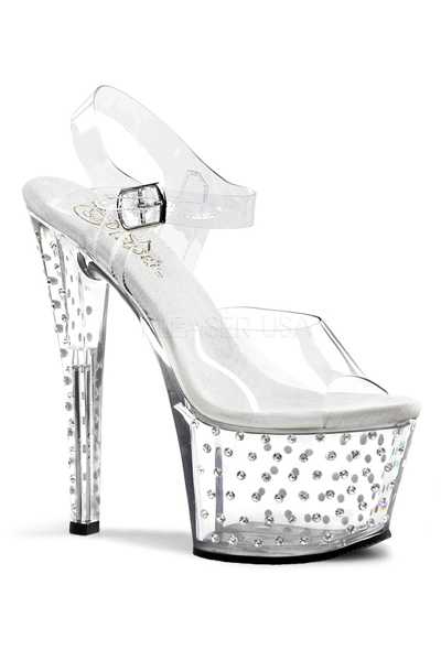 Clear Strappy Rhinestone Platform High Heels