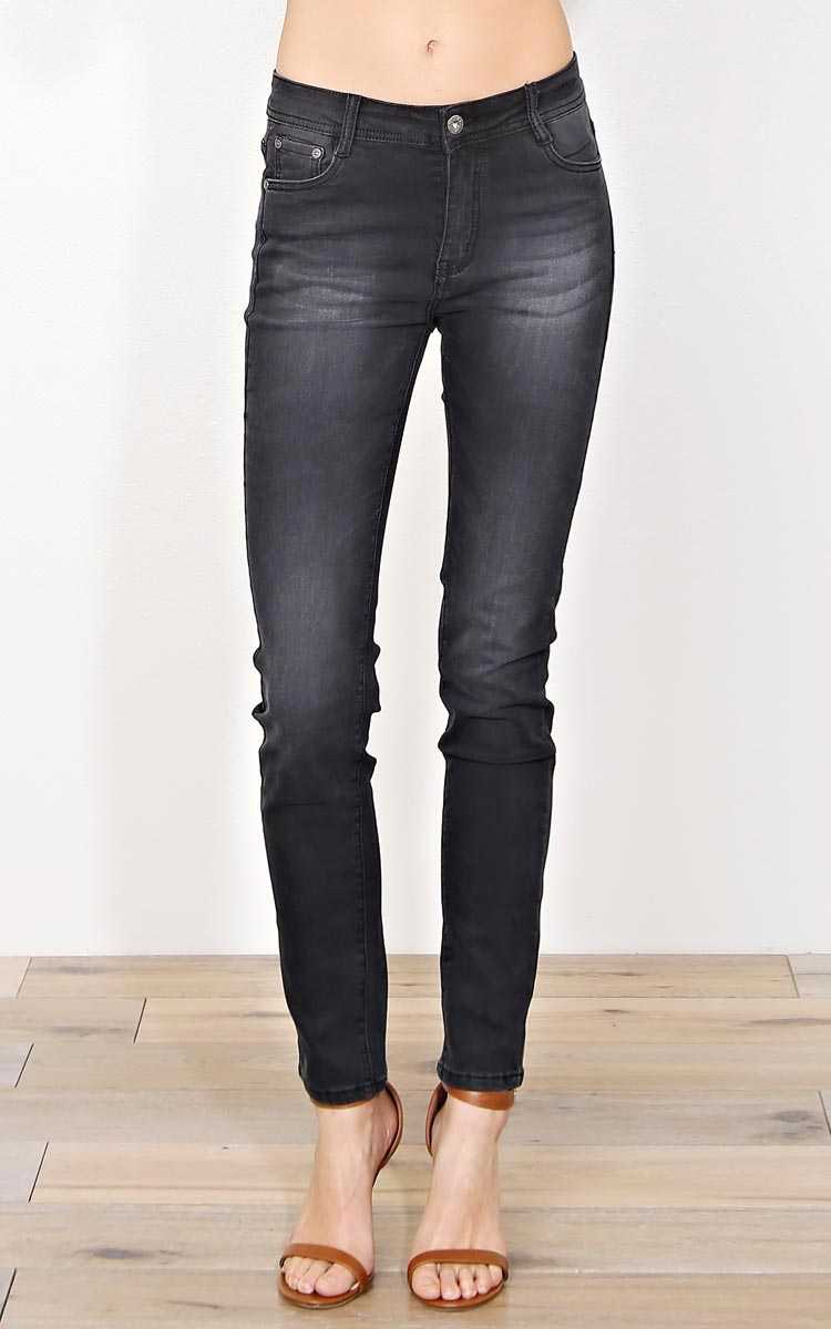 Madrid High Rise Skinny Jeans - Black Denim in Size by Styles For Less