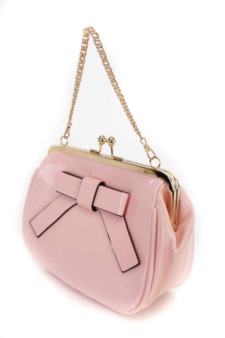 Light Pink Faux Leather Frame Handbag