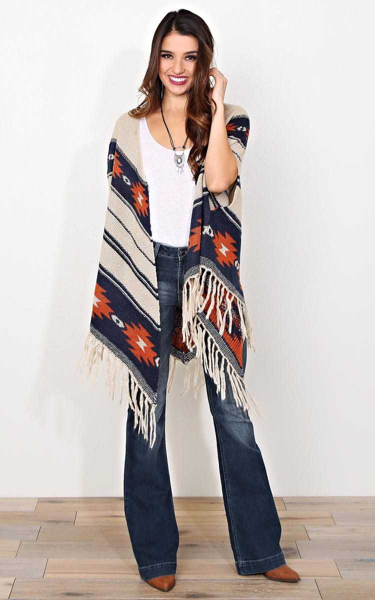 Zhai Aztec Poncho Wrap - Combo in Size L/XL by Styles For Less
