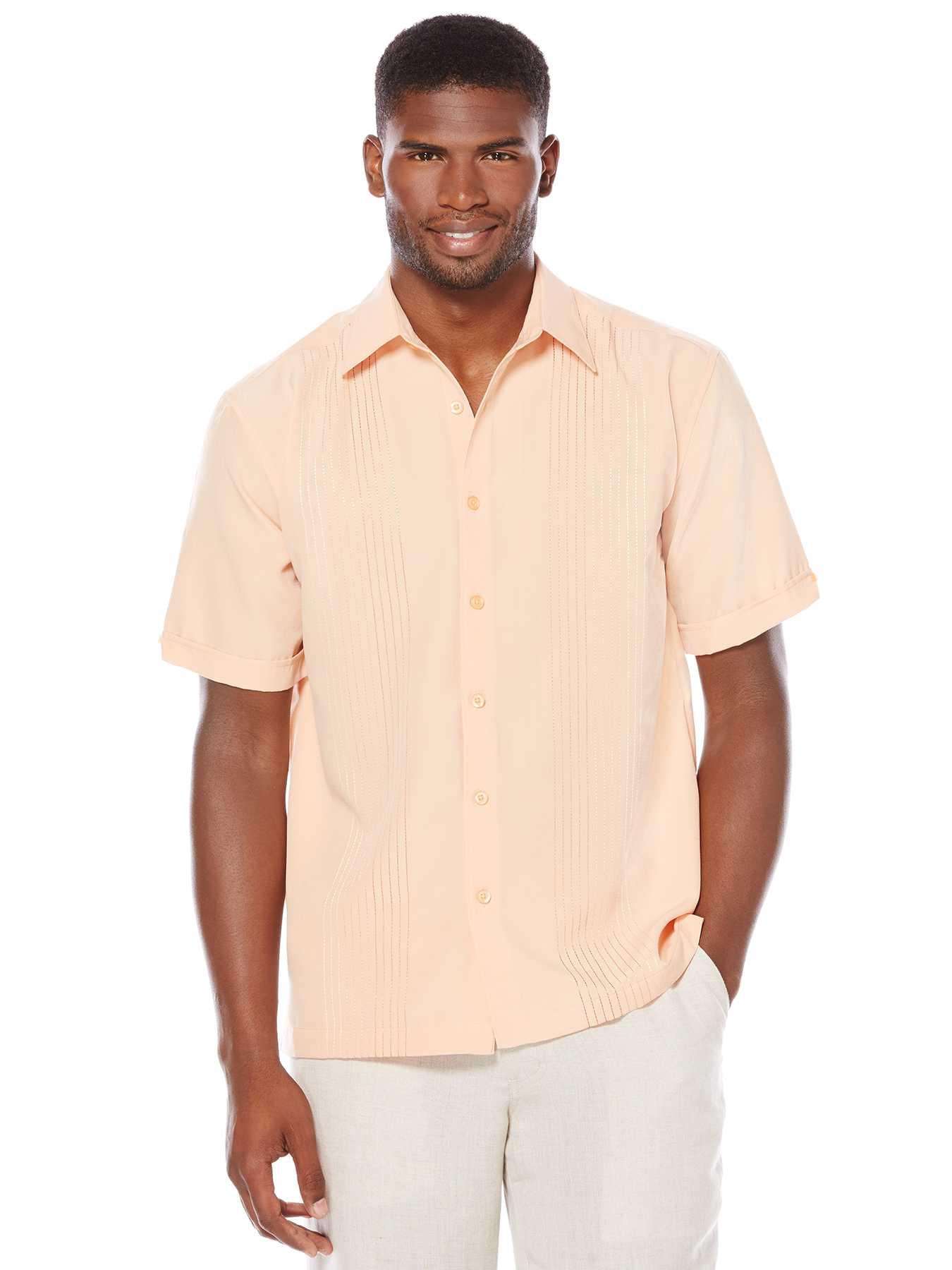 Cubavera Short Sleeve Texture Ombre Embroidery