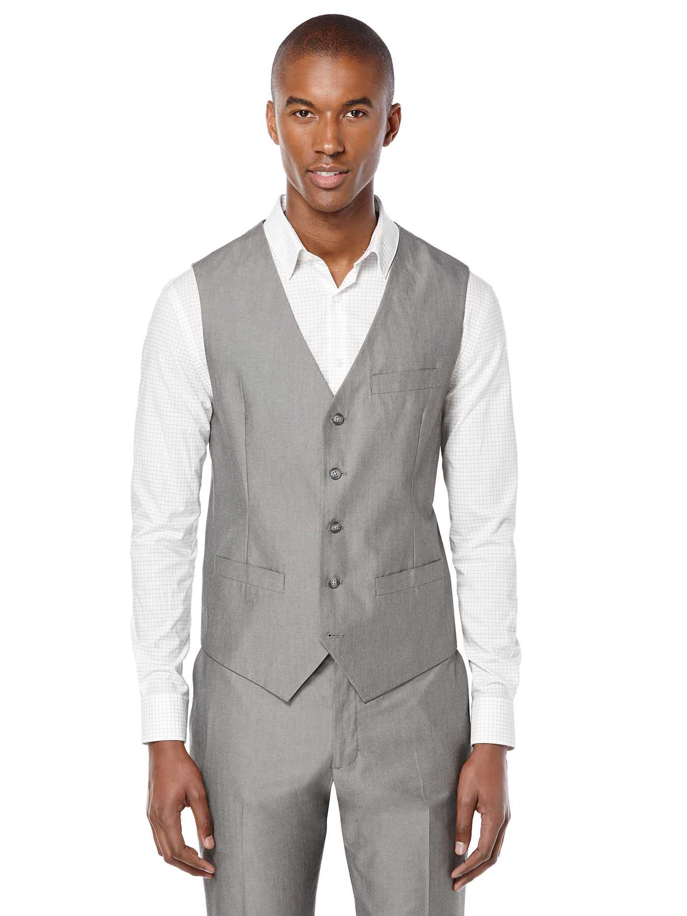 Perry Ellis Slim Fit Chambray Suit Vest