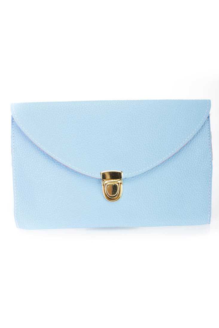 Baby Blue Faux Leather Envelope Handbag