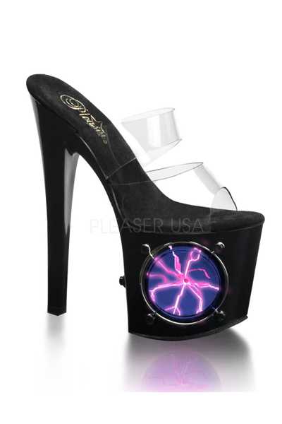 Clear Black Pink Light UV Strobe High Heels