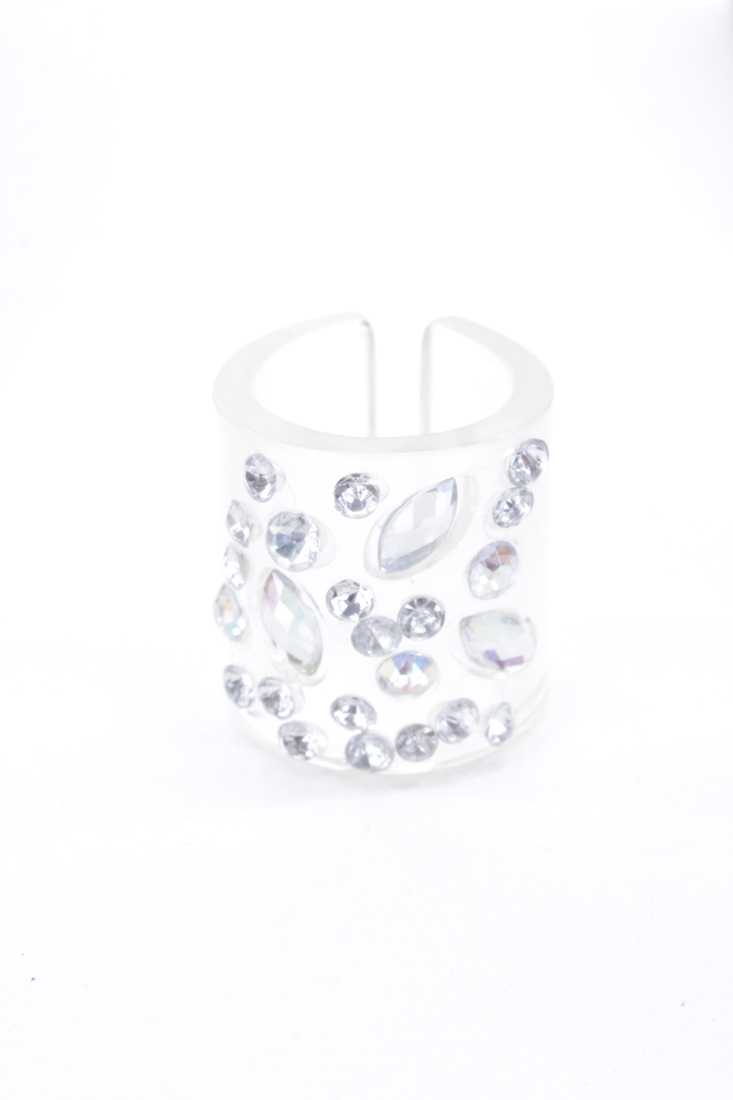 Clear Plastic Faceted Beaded Ring