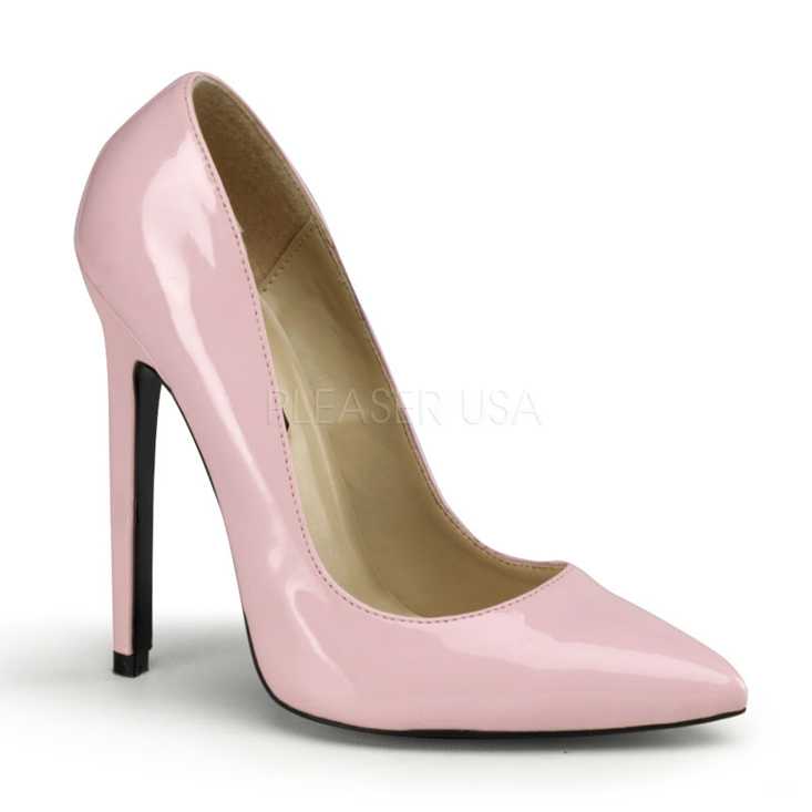 Baby Pink Patent Faux Leather Single Sole Pump High Heels