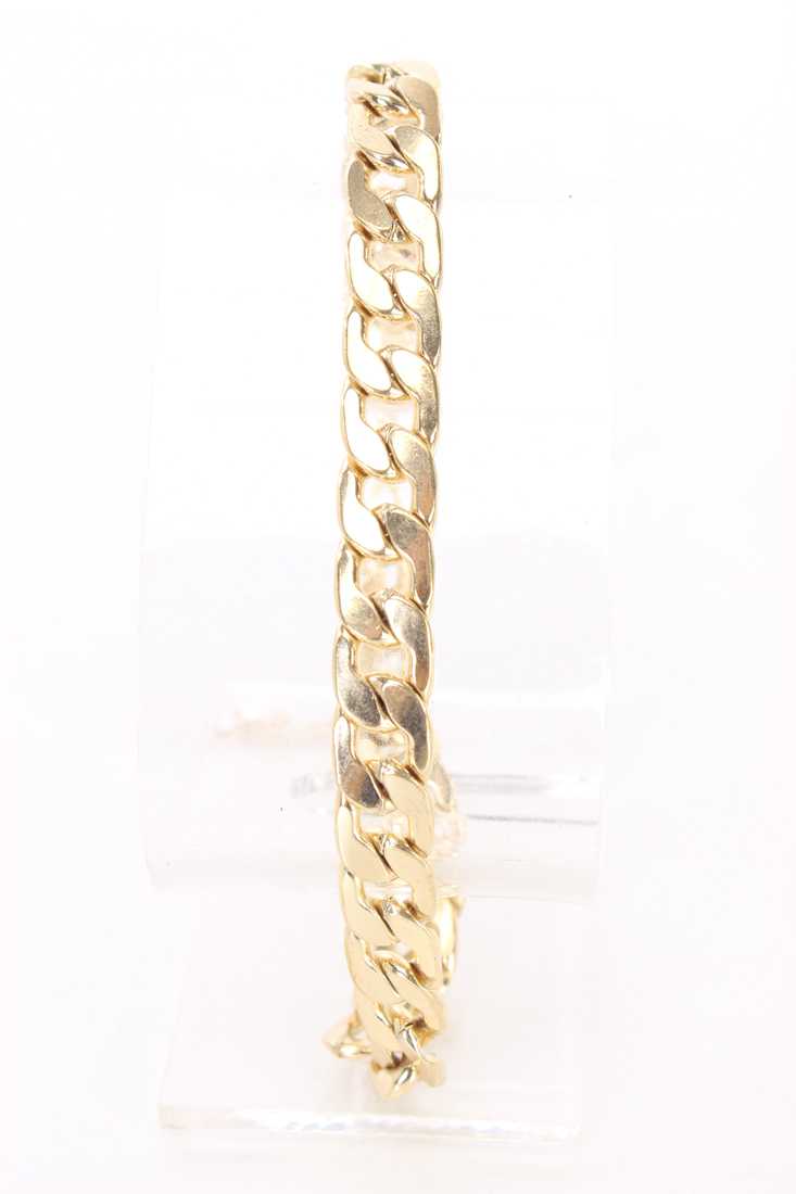 Gold High Polish Detailed Chain Bracelet