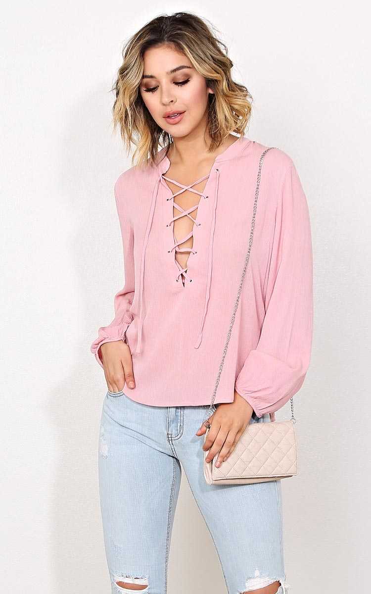 Sonoma Retreat Woven Gauze Top - - Blush in Size by Styles For Less