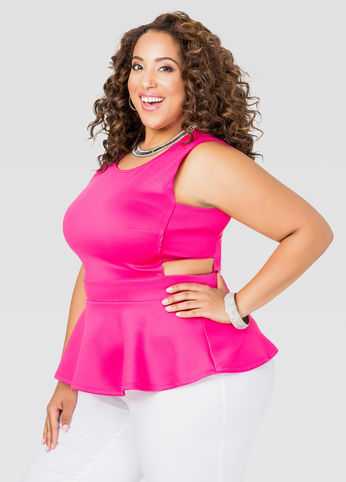 Scuba Cut-Out Peplum Top
