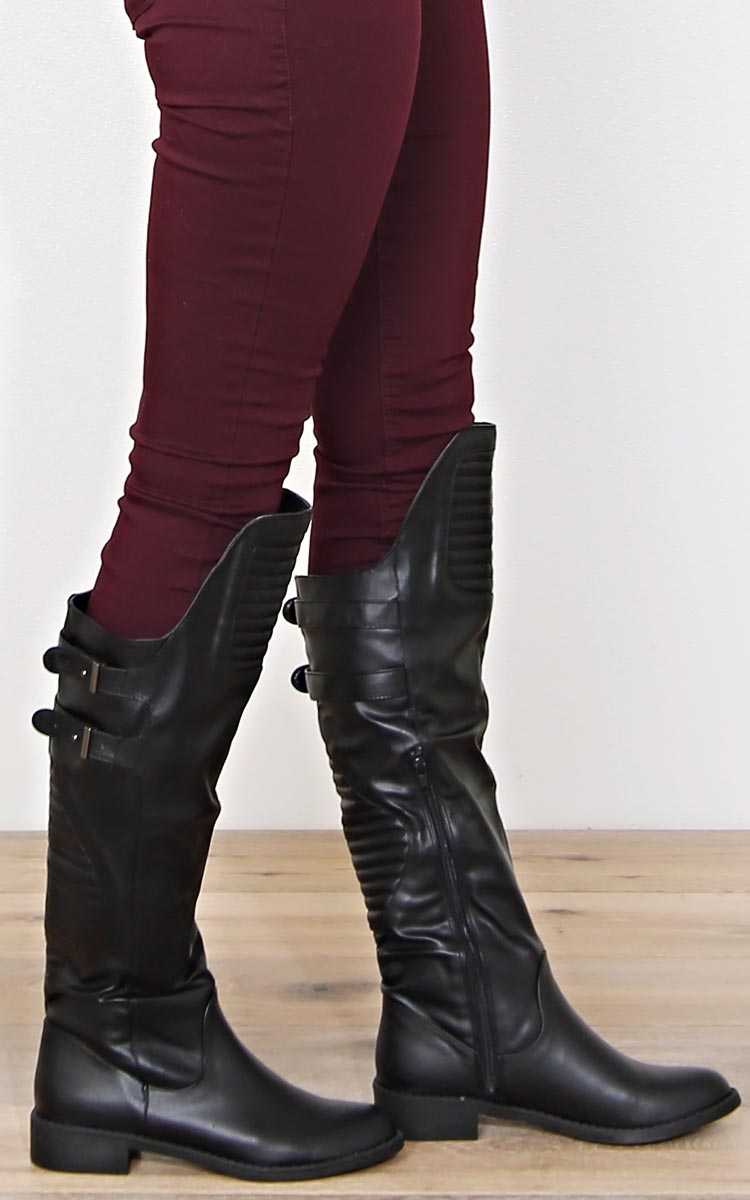 Press The Clutch Knee High Boots - Black in Size by Styles For Less
