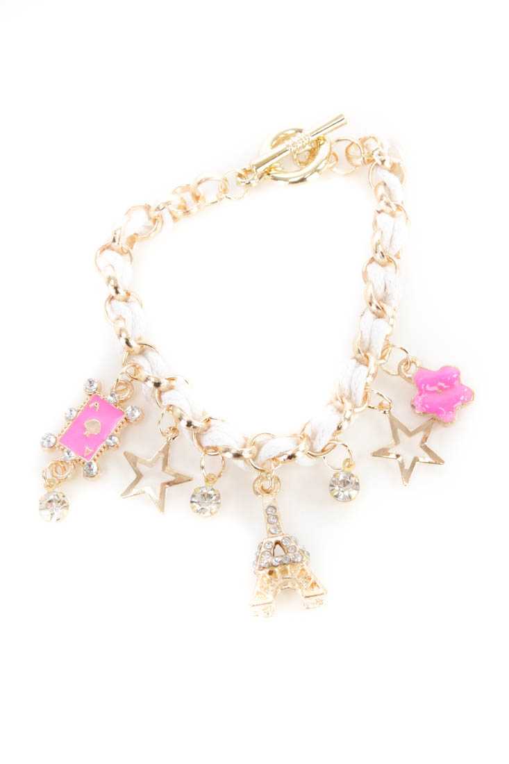 White High Polish Metal Charm Bracelet